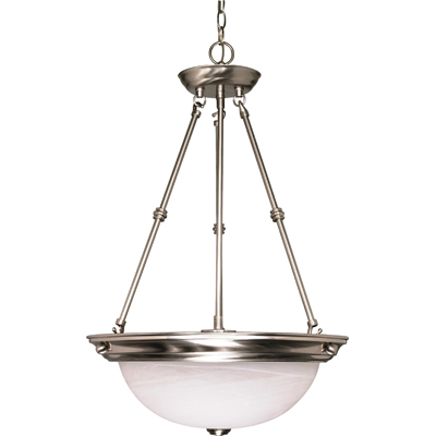 Nuvo Lighting 60/3187  3 Light 15" Pendant with Alabaster Glass - (3) 13w GU24 Lamps Included in Brushed Nickel Finish